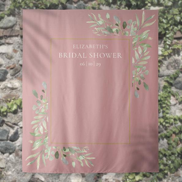 Dusty Rose Greenery Bridal Shower Photo Backdrop