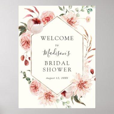 Dusty Rose Mauve Florals and Greenery Welcome Sign