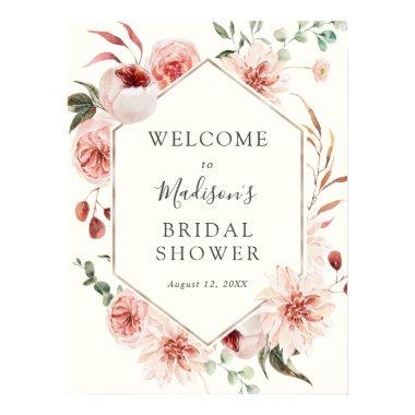 Dusty Rose Mauve Florals and Greenery Welcome Sign