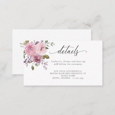 Dusty Rose Mauve Pink Blush Floral Wedding Details Enclosure Invitations