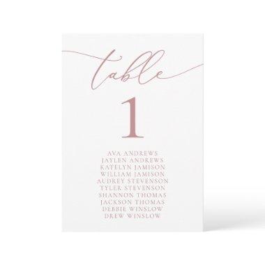 Dusty Rose Minimalist Wedding Seating Table Number