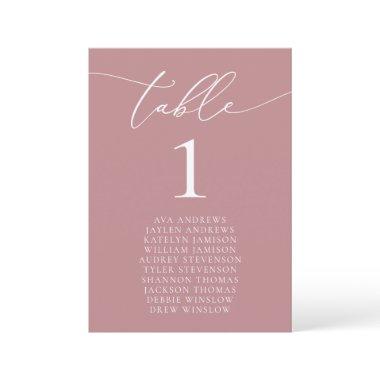 Dusty Rose Minimalist Wedding Seating Table Number