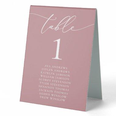 Dusty Rose Minimalist Wedding Table Number Table Tent Sign