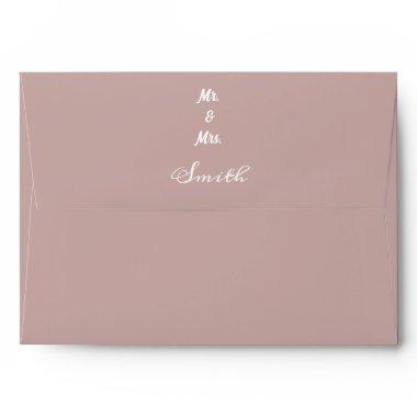 Dusty Rose Monograms Name Weddings Simple Elegant Envelope