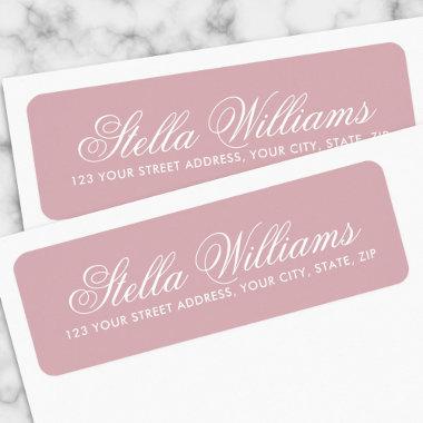 Dusty rose muted pink calligraphy script label