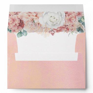 Dusty Rose Peach and Blush Floral Elegant Envelope