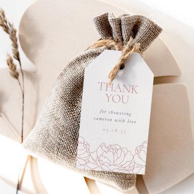Dusty Rose Peony Floral Bridal Shower Thank You Gift Tags