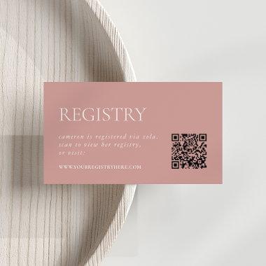 Dusty Rose Pink | Bridal Shower Registry QR Enclosure Invitations