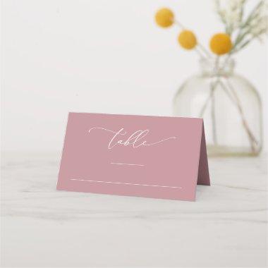 Dusty Rose Pink Minimalist 3 Wedding Table Number Place Invitations
