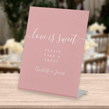 Dusty Rose Signature Script Love Is Sweet Favor Pedestal Sign