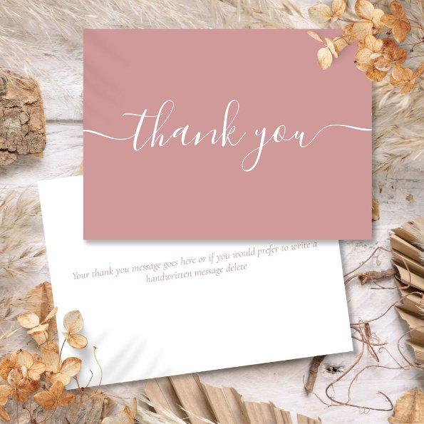Dusty Rose Simple Modern Elegant Script Thank You