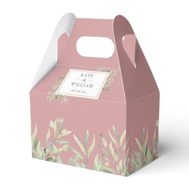 Dusty Rose Watercolor Greenery Wedding Favor Boxes