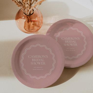 Dusty Rose | Wavy Scallop Border Bridal Shower Paper Plates
