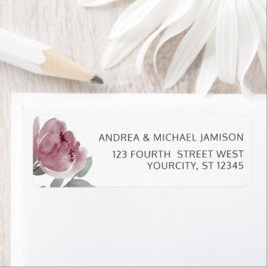 Dusty Rose Wedding Mauve Watercolor Floral Label