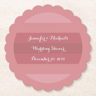 Dusty Rose Wedding Shower or Anniversary Party Paper Coaster