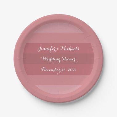Dusty Rose Wedding Shower or Anniversary Party Paper Plates