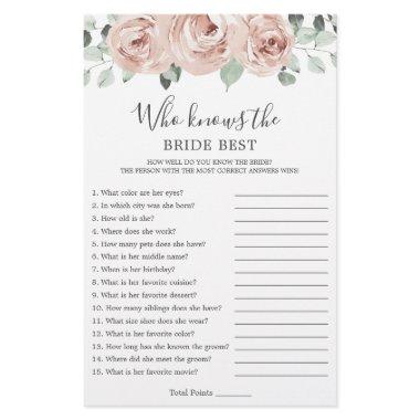 Dusty Rose Who Knows Bride Best Bridal Shower Game