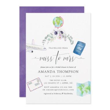 Dusty Violet Floral Miss To Mrs Bridal Shower Invitations