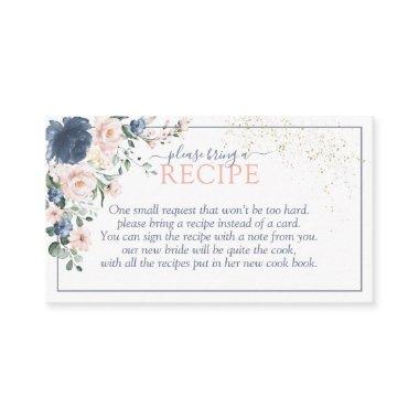 Duty Blue Blush Pink Floral Please Bring A Recipe Enclosure