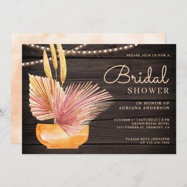 Earthen Clay Pot Dried Palm Wood Bridal Shower Invitations