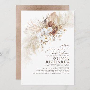 Earthy and White Flowers Boho Bridal Shower Invitations