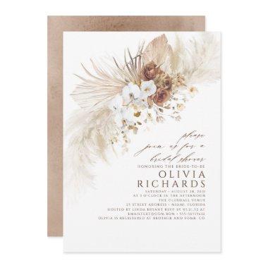 Earthy and White Flowers Boho Bridal Shower Invitations