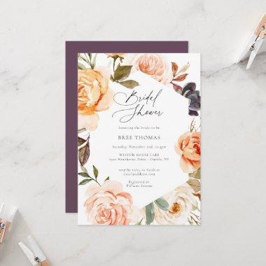 Earthy Autumn Floral Bridal Shower Invitations