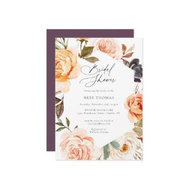 Earthy Autumn Floral Bridal Shower Invitations