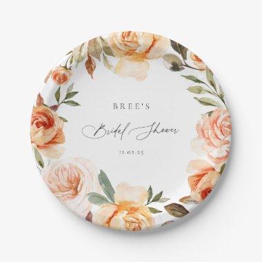 Earthy Autumn Floral Bridal Shower Paper Plates
