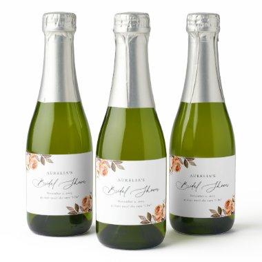 Earthy Autumn Floral Bridal Shower Sparkling Wine Label