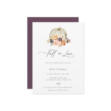 Earthy Autumn Floral Pumpkin Bridal Shower Invitations