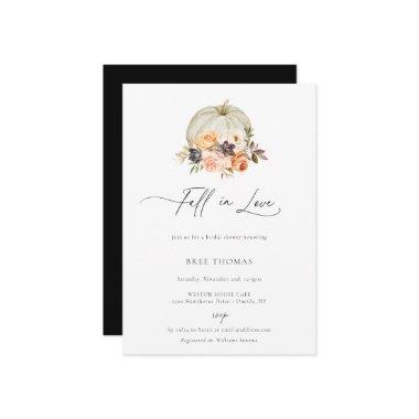 Earthy Autumn Floral Pumpkin Bridal Shower Invitations