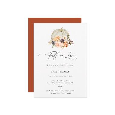 Earthy Autumn Floral Pumpkin Bridal Shower Invitations