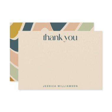 Earthy Boho Wavy Lines Teal Custom Bridal Shower Thank You Invitations