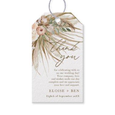 Earthy Dried Pampas Grass Floral Wedding Bridal Gift Tags