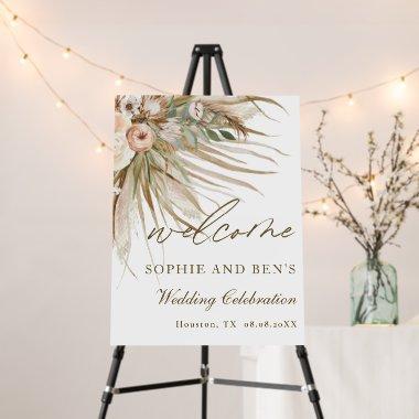 Earthy Dried Pampas Grass Floral Wedding Welcome Foam Board