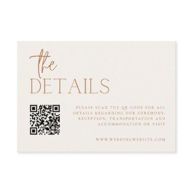 Earthy Minimal Wedding Details QR Code Enclosure