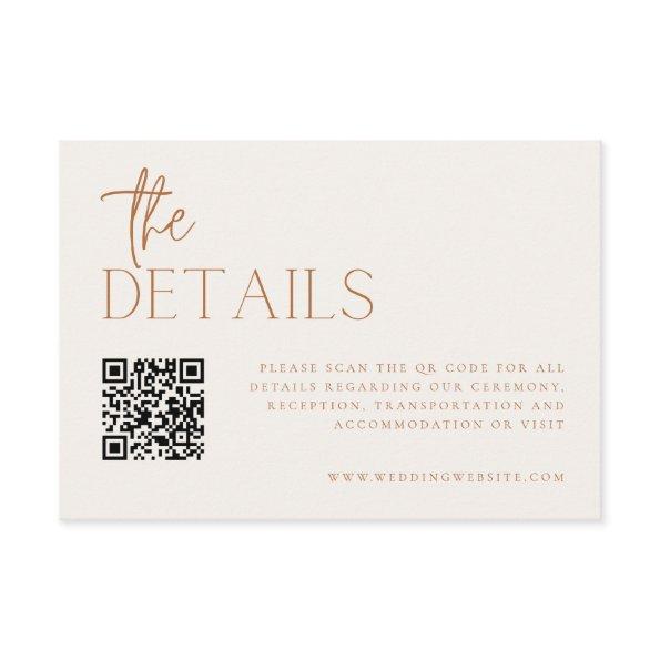 Earthy Minimal Wedding Details QR Code Enclosure