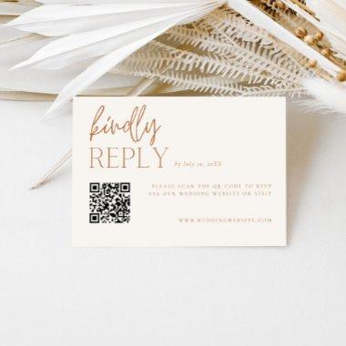 Earthy Minimal Wedding RSVP QR Code Enclosure