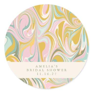 Earthy Pastel Abstract Marble Custom  Classic Round Sticker
