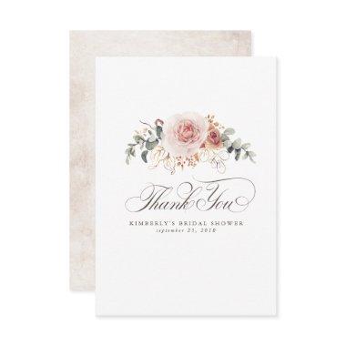 Earthy Pink Flowers Elegant Little Thank You