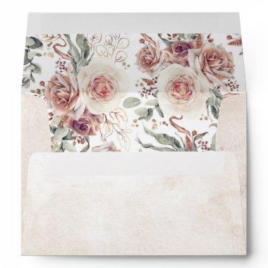 Earthy Shade Watercolor Flowers Pattern Botanical Envelope