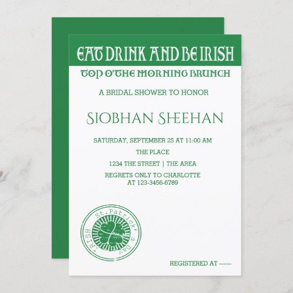 Eat Drink And Be Irish Morning Brunch Invitations