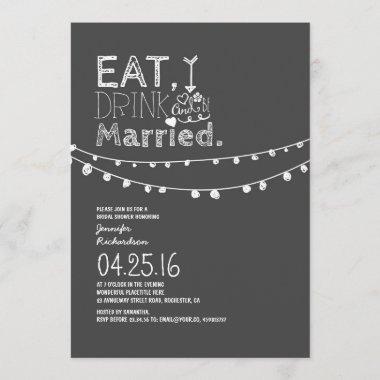Eat Drink And Be Married Bridal Shower Invitations