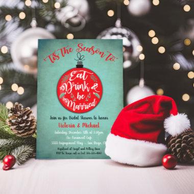 Eat Drink and Be Married Christmas Shower Invitations