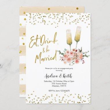 Eat, Drink, and be Married Engagement party Invitations