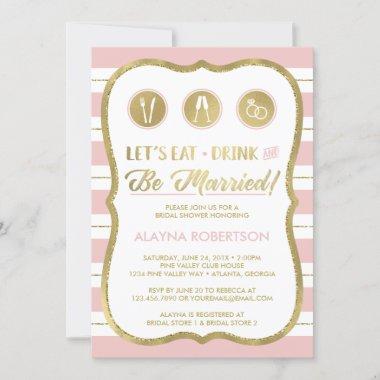 Eat Drink and Be Married Invitations, Faux Gold Invitations