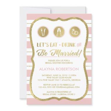 Eat Drink and Be Married Invitations, Faux Gold Invitations