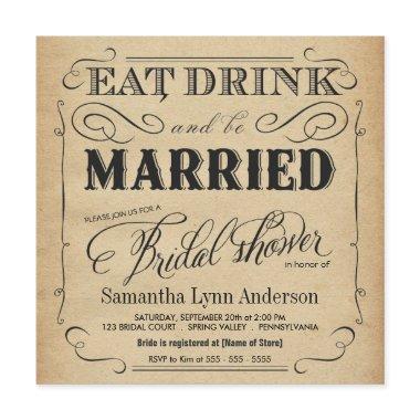 Eat Drink be Married Bridal Shower Invitations