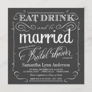 Eat Drink be Married Bridal Shower Invitations